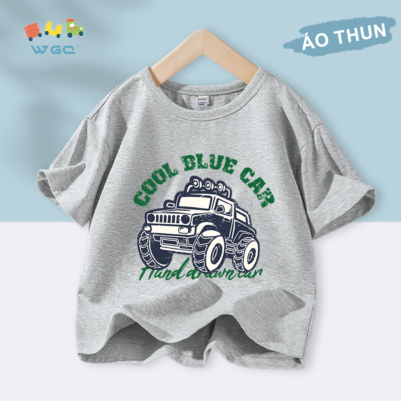 W.G.Q Áo thun bé trai , vải 100% Cotton mềm mại thoải mái , thoáng khí thấm mồ hôi In xe