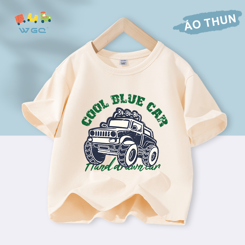 W.G.Q Áo thun bé trai , vải 100% Cotton mềm mại thoải mái , thoáng khí thấm mồ hôi In xe