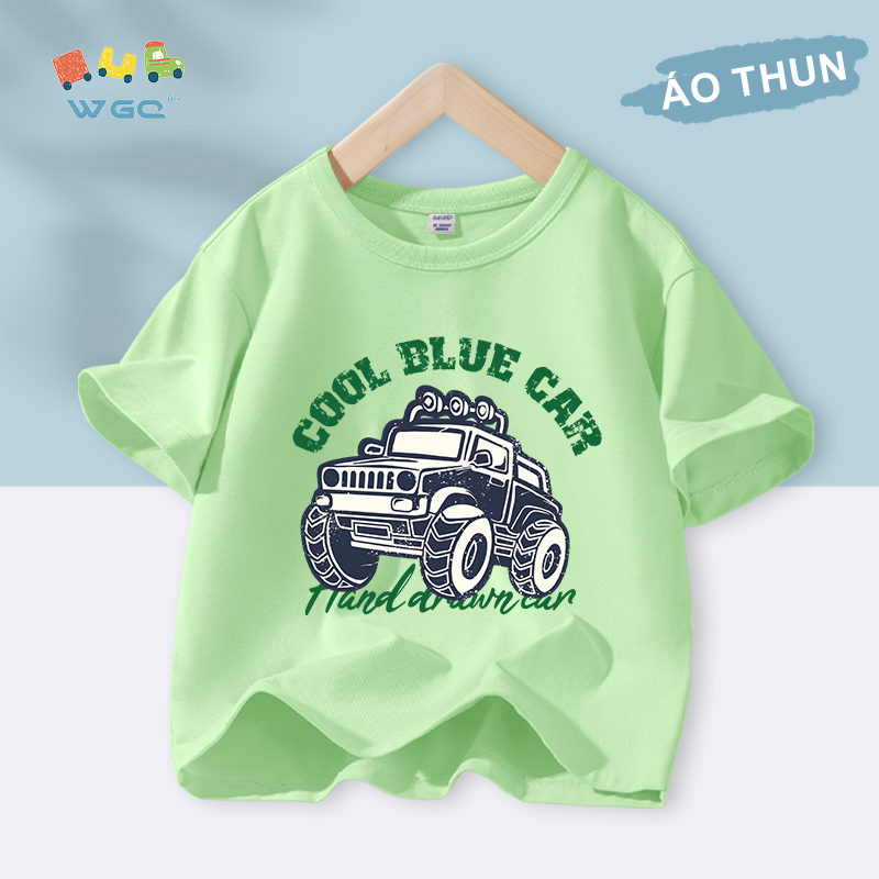 W.G.Q Áo thun bé trai , vải 100% Cotton mềm mại thoải mái , thoáng khí thấm mồ hôi In xe