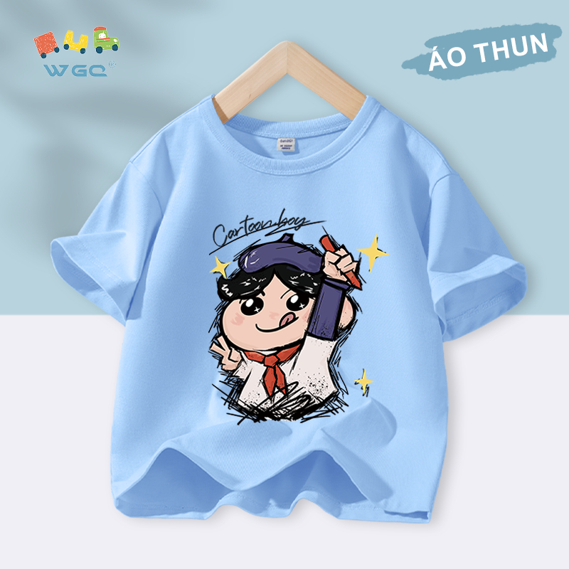W.G.Q Áo thun bé trai / bé gái , vải 100% Cotton mềm mại thoải mái, thoáng khí thấm mồ hôi In dễ thương