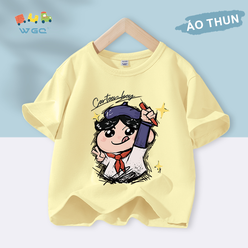 W.G.Q Áo thun bé trai / bé gái , vải 100% Cotton mềm mại thoải mái, thoáng khí thấm mồ hôi In dễ thương
