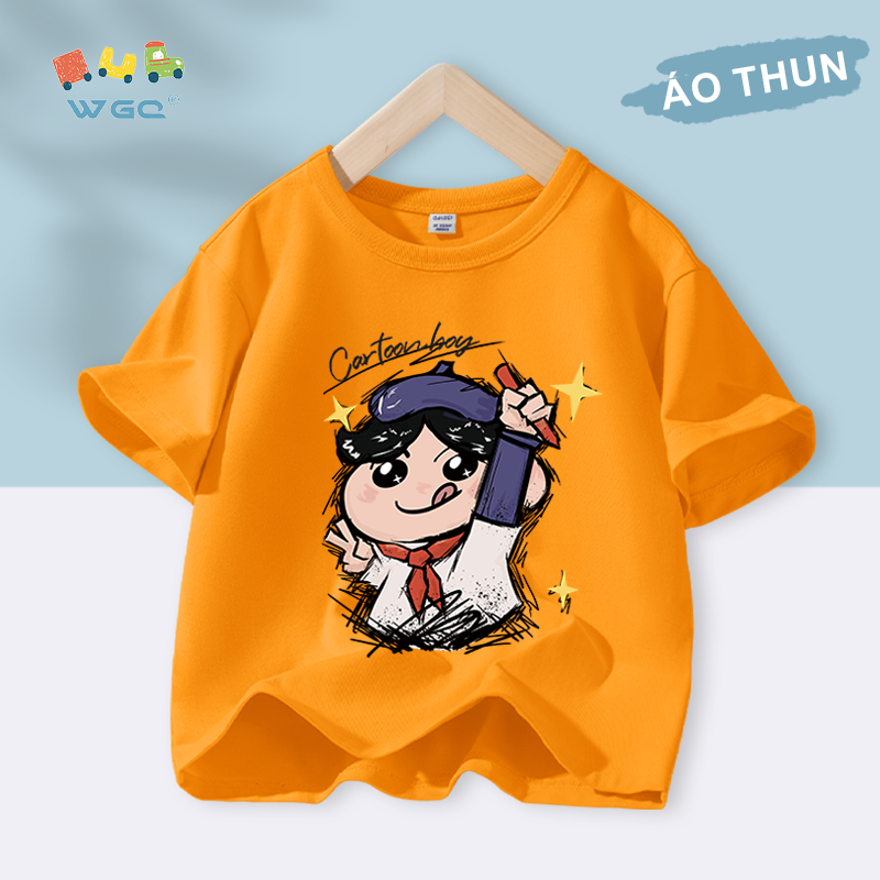 W.G.Q Áo thun bé trai / bé gái , vải 100% Cotton mềm mại thoải mái, thoáng khí thấm mồ hôi In dễ thương