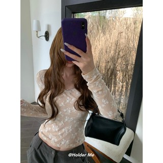 【Hàng giao ngay】Áo thun dài tay thiết kế slim-fit phong cách Hàn Quốc cho thu đông