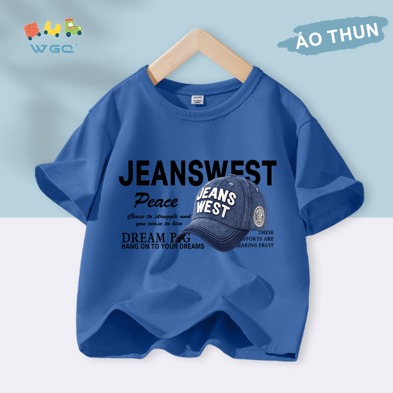 W.G.Q Áo thun bé trai , vải 100% Cotton mềm mại thoải mái, thấm mồ hôi thoáng khí có in mũ