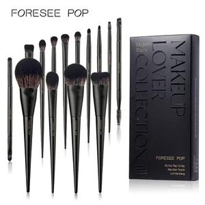 Bộ cọ trang điểm FORESEE POP 14 chiếc – Kem nền Kabuki đen, Đường viền, Kem che khuyết điểm, Phấn & Phấn mắt