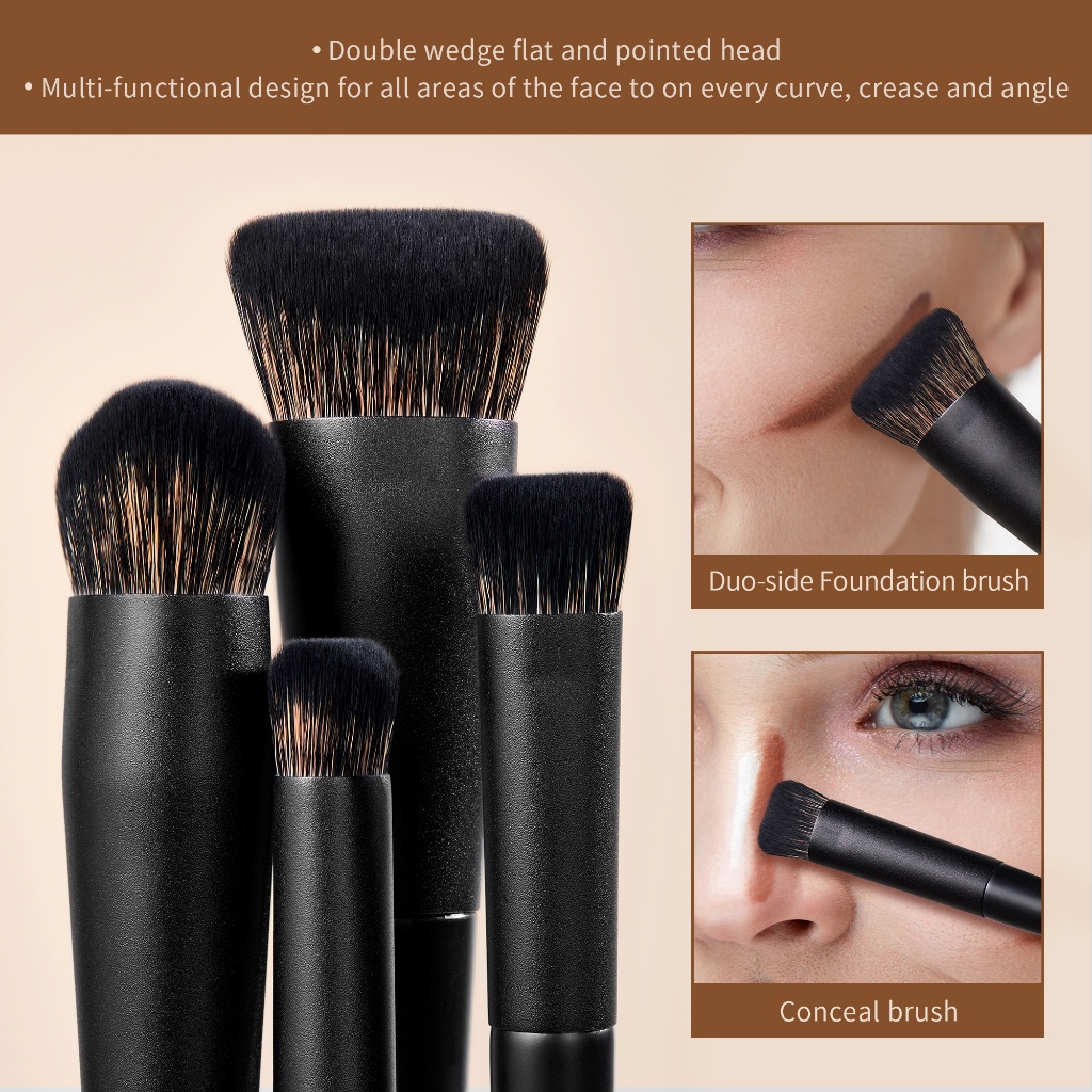 Bộ cọ trang điểm FORESEE POP 14 chiếc – Kem nền Kabuki đen, Đường viền, Kem che khuyết điểm, Phấn & Phấn mắt