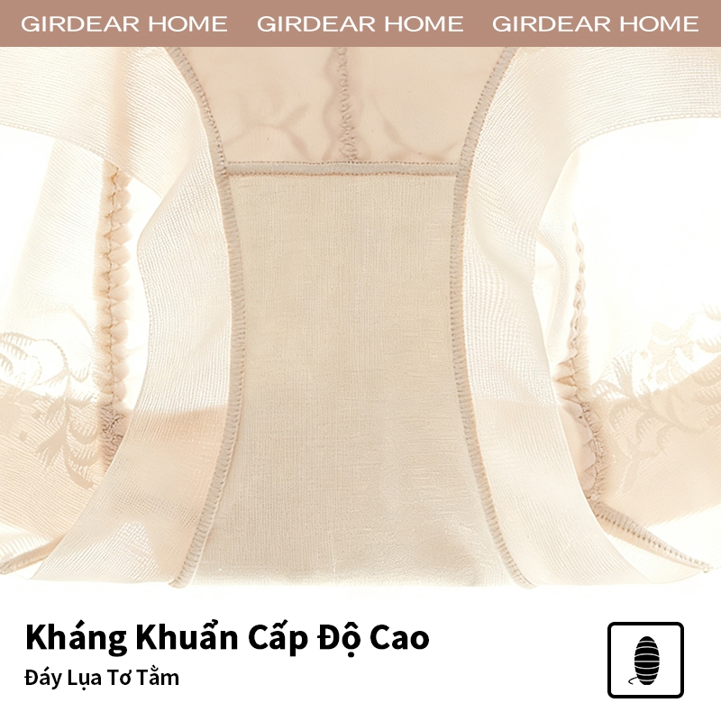 Girdear Home Mulberry Silk Eo Cao Định Hình Liền Mạch Ren Jacquard Bụng Kiểm Soát Quần Short An Toàn Nâng Mông Quần Lót Nữ Thoải Mái Siêu Mỏng, GH55