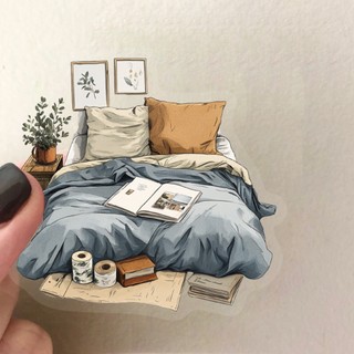 Bộ 50 Retro Nội Thất Nghệ Thuật Miếng Dán Chống Thấm Nước Trong Suốt Chất Liệu PET Trang Trí Miếng Dán Điện Thoại