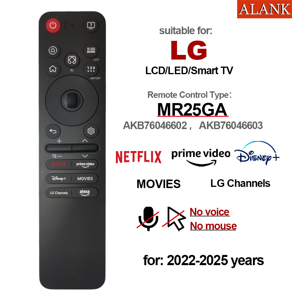 ALANK Remote Tivi LG MR25GA - Điều khiển TV LG (Không giọng nói/không chuột) - for TV LG 2022-2025