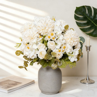 Hoa Giả Trang Trí Nhà Cửa Lụa Cao Cấp Decor Phòng Khách Đẹp Hồng Cúc Họa Mi Nhân Tạo Bó Để Bàn Làm Việc Đám Cưới Đạo Cụ Chụp Ảnh Vintage Sang Trọng Phụ Kiện Nội Thất DIY Quà Tặng Cô Dâu Sắp Xếp Bình Mới