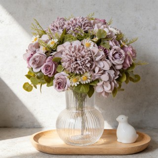 Hoa Giả Trang Trí Nhà Cửa Lụa Cao Cấp Decor Phòng Khách Đẹp Hồng Cúc Họa Mi Nhân Tạo Bó Để Bàn Làm Việc Đám Cưới Đạo Cụ Chụp Ảnh Vintage Sang Trọng Phụ Kiện Nội Thất DIY Quà Tặng Cô Dâu Sắp Xếp Bình Mới