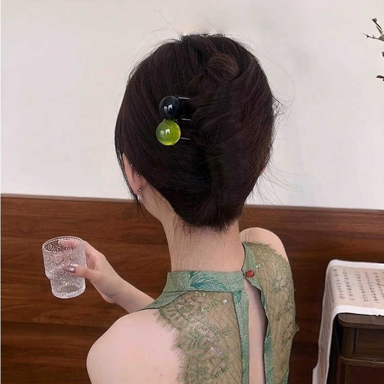 Kẹp tóc retro đơn giản đính hạt ba gót, phụ kiện tóc từ Trung Quốc