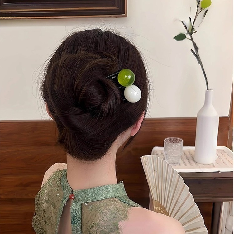 Kẹp tóc retro đơn giản đính hạt ba gót, phụ kiện tóc từ Trung Quốc