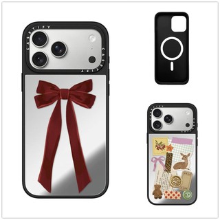 Không Dây Từ Tính Cho iPhone 17 16 15 14 13 Pro Max Plus Họa Tiết Nơ Tem Cạnh Đen Gương Mặt Sau Ốp điện thoại Nổi Logo
