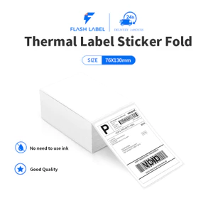 FlashLabel Giấy in nhiệt A7 tệp 500 tờ in đơn TMĐT, tem nhãn vận chuyển, có sẵn lớp keo dính sẵn dùng cho máy in nhiệt