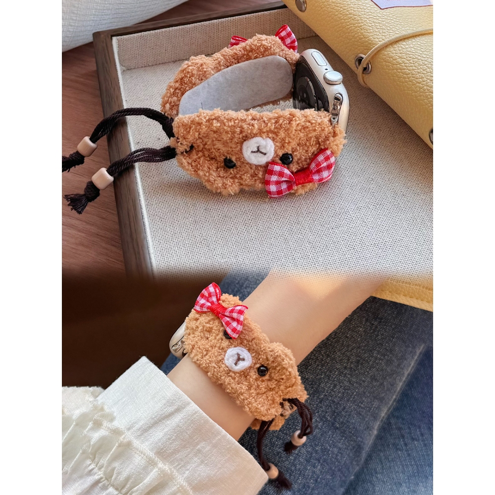 Dây đeo dây rút bện len thủ công hoạt hình dành cho nữ Thích hợp cho Apple Watch S11 SE3 Ultra3 S10 S9 S8 SE S7 S6 Ultra 49mm 46mm 40mm 44mm 41mm 45mm Dây đeo cổ tay