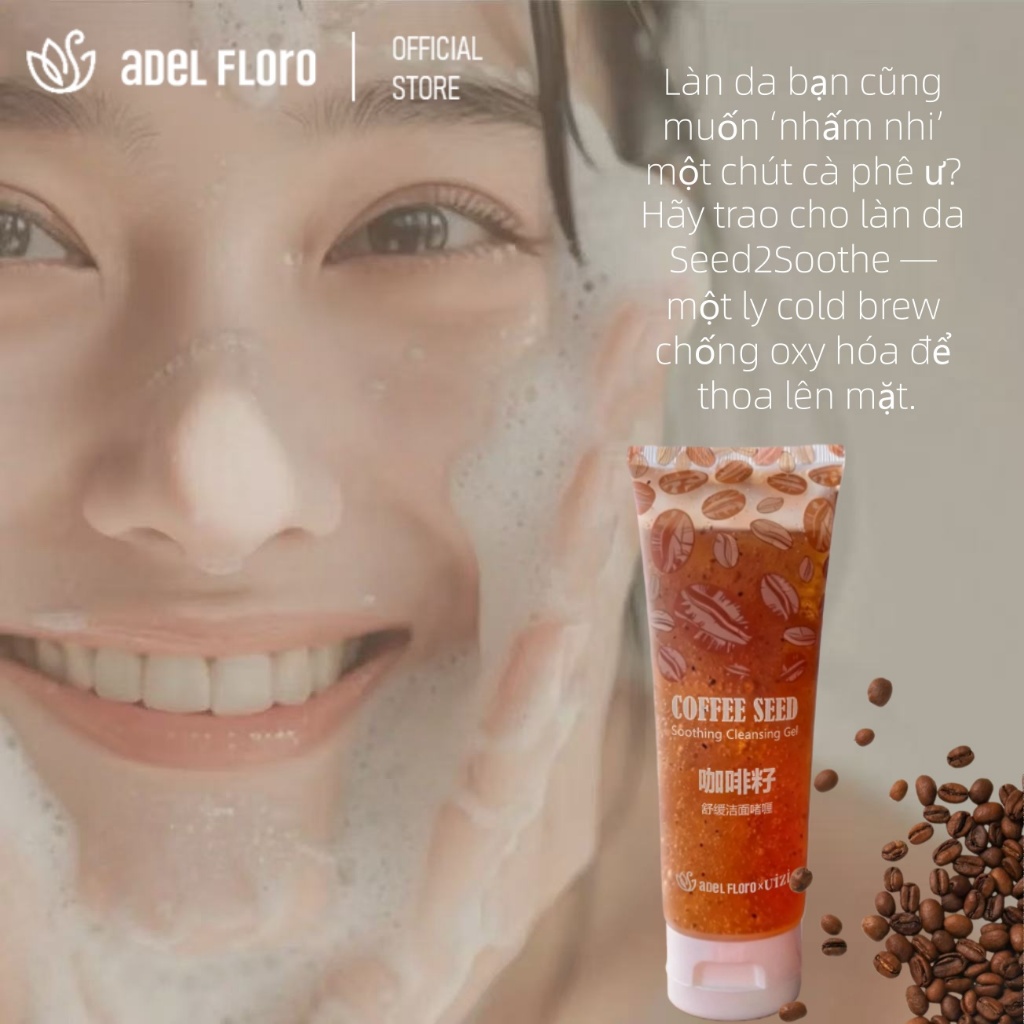 🌿【Adel Floro】Sữa Rửa Mặt Tẩy Trang Hạt Cà Phê Dịu Nhẹ, Làm Sạch Sâu & Cấp Ẩm Cho Da Nhạy Cảm