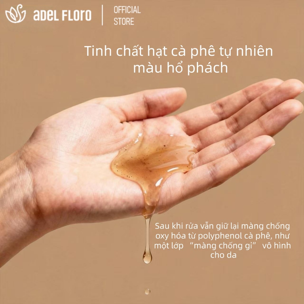 🌿【Adel Floro】Sữa Rửa Mặt Tẩy Trang Hạt Cà Phê Dịu Nhẹ, Làm Sạch Sâu & Cấp Ẩm Cho Da Nhạy Cảm