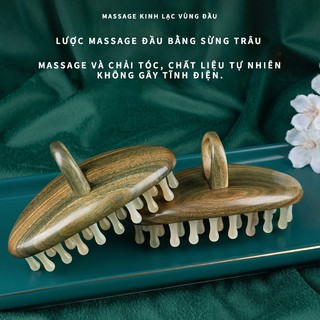 Lược Massage Cạo Gió Cao Cấp Từ Sừng Trâu Nước Trắng - Chải Tóc Mượt, Thông Kinh Lạc, Dụng Cụ Chăm Sóc Sức Khỏe Chuyên Nghiệp