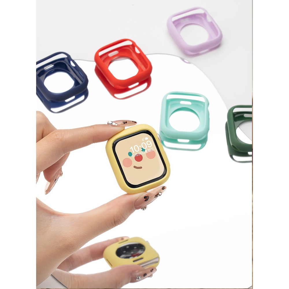 Ốp lưng bảo vệ chống va chạm bằng silicon nửa gói dành cho nữ Thích hợp cho Apple Watch S11 SE3 Ultra3 S10 S9 S8 SE S7 S6 Ultra 49mm 46mm 42mm 40mm 44mm 41mm 45mm Vỏ bảo vệ