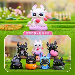 ZW [Sáng tạo] (Hộp một loại) Cách huấn luyện rồng của bạn Dòng quái vật không răng Hộp bí ẩn Đồ chơi hình hợp thời trang Đồ chơi sưu tập