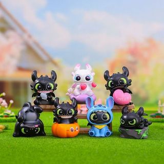 ZW [Sáng tạo] (Hộp một loại) Cách huấn luyện rồng của bạn Dòng quái vật không răng Hộp bí ẩn Đồ chơi hình hợp thời trang Đồ chơi sưu tập