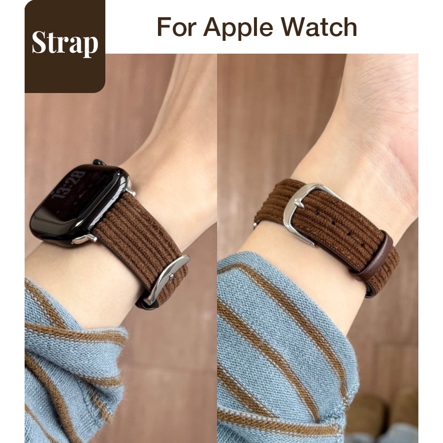 Dây đeo giữ nhiệt nhung phiên bản rộng đơn giản dành cho nữ Thích hợp cho Apple Watch S11 SE3 Ultra3 S10 S9 S8 SE S7 S6 Ultra 49mm 46mm 40mm 44mm 41mm 45mm Dây đeo cổ tay