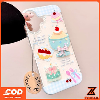 Thích hợp cho VIVO V70 V60 LITE V50 LITE V40 LITE Y31 Y21D Y04 Y29 Y39 Y03 Y19S Y28 Y17S V30 V29 V29E Y17 Y15 Y11 Y20 Y21 Y20S Y33S Y21T Y12S Tươi Đỏ 3D Anh Đào Món Tráng Miệng Chống Sốc