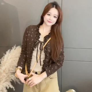 Phong Cách Hàn Quốc Nữ Nữ Rời Ruffle Hoa Áo Sơ Mi Tay Dài Áo Baju Baju Wanita Lengan Panjang Hàng Mới Sẵn Có