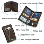 CONTACTS Da Thật Chính Hãng Ly Hợp Nam Ví Cà Phê Khe Cắm Thẻ Kẹp Tiền RFID Chặn Sang Trọng Ví Du Lịch Dây Kéo Hộ Chiếu Ví Dài — ảnh 6