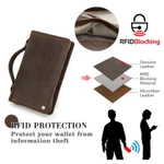 CONTACTS Da Thật Chính Hãng Ly Hợp Nam Ví Cà Phê Khe Cắm Thẻ Kẹp Tiền RFID Chặn Sang Trọng Ví Du Lịch Dây Kéo Hộ Chiếu Ví Dài — ảnh 7