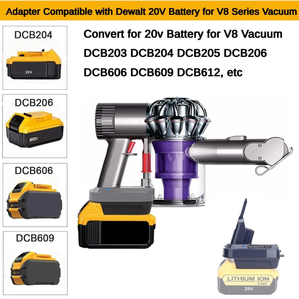 Bộ Chuyển Đổi Pin V7 V8 Tương Thích Với Dewalt 20V Pin Chuyển Đổi Để Thay Thế Cho Dyson V7 V8 Pin SV10 SV11 Series Động Vật Tuyệt Đối Motorhead Pro HEPA Không Dây Dính Chân Không