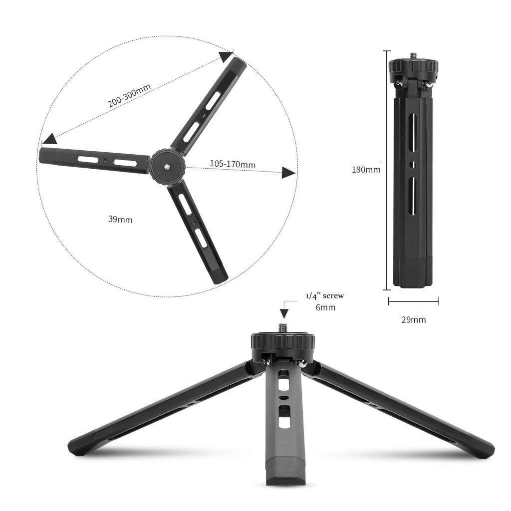 Chân máy Mini bằng nhôm 1 / 4 "Vít – Chân đế để bàn có thể điều chỉnh cho Gimbal & Camera | Chân máy kim loại di động cho Zhiyun, DJI Osmo, Ronin, Vimble