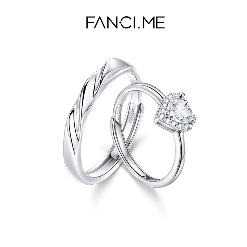 Bộ nhẫn cặp đôi FanciMe “Love You ” - Dây phù hợp tối giản Ngày lễ tình nhân cho anh ấy và cô ấy