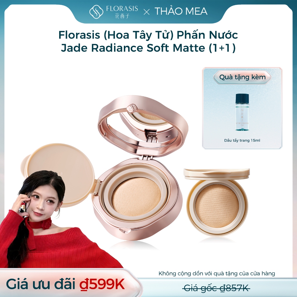 【THẢO MEA Livestream】Florasis (Hoa Tây Tử) Phấn Nước Jade Radiance Soft Matte – Che Phủ Mịn Màng Với Hiệu Ứng Lụa Satin 10g