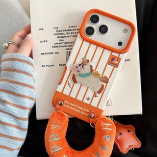 Hoạt Hình Dễ Thương Màu Cam Thêu Làm Giàu Ngựa Da Mềm Wrsit Dây Đeo Ốp Lưng Điện Thoại iPhone 17Promax 16Promax 12 13 14 15 Pro Max Chống Sốc Nữ Điện Thoại Di Động