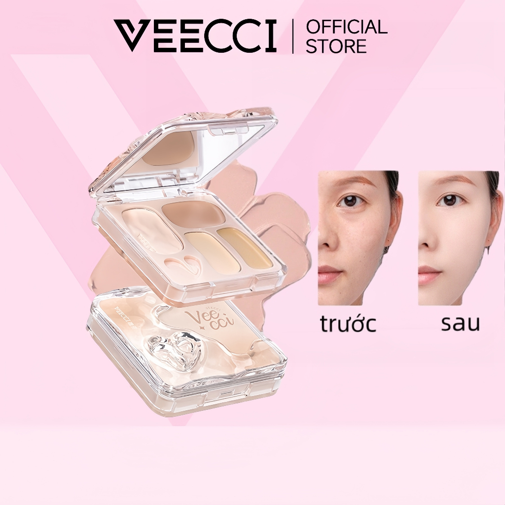 VEECCI Kem Che Khuyết Điểm 4 Màu Che quầng thâm mắt & Sẹo mụn Sự thủy hóa Lâu Trôi 4.5g