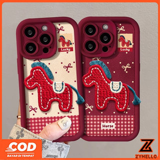 Thích hợp cho Samsung A06 A07 A17 A55 A05S A05 A54 A52 A12 A35 A16 A36 A56 A25 A24 A13 A03 A73 S21FE S23FE S24FE A50 A15 A14 Vỏ điện thoại TPU chống sốc sợi rô hoạt hình ngựa