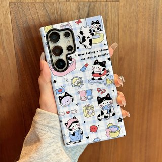 Ốp bảo vệ hai trong một họa tiết mèo trắng đen phù hợp cho Ốp điện thoại di động Samsung su22u s23 plus s23FE s24 s25 plus A55 A56 A36