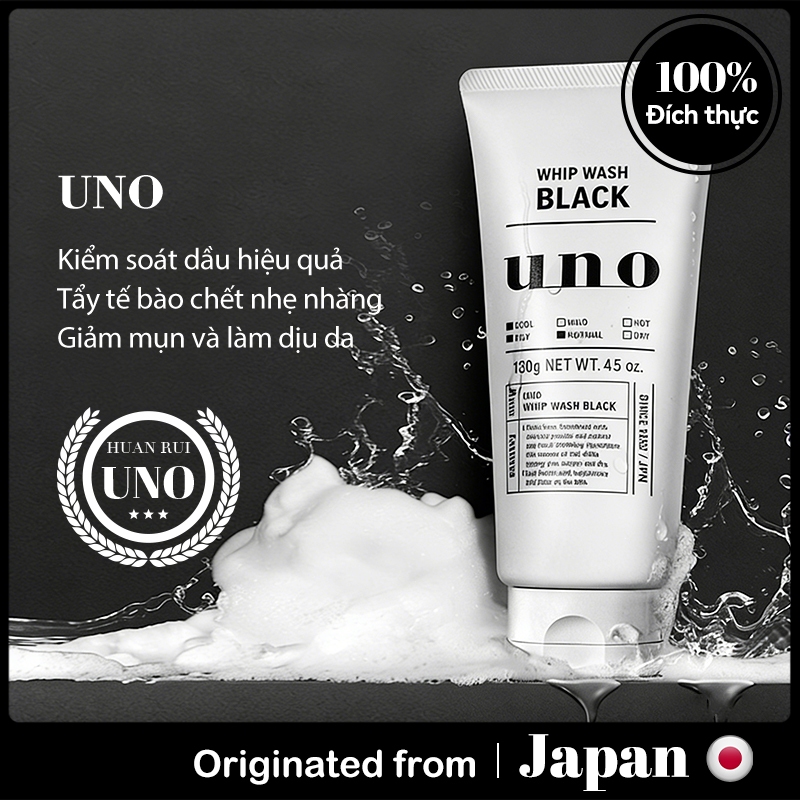 Sữa Rửa Mặt Nam UNO 130g Đen | Kiểm soát dầu | Dưỡng ẩm | NHẬT BẢN