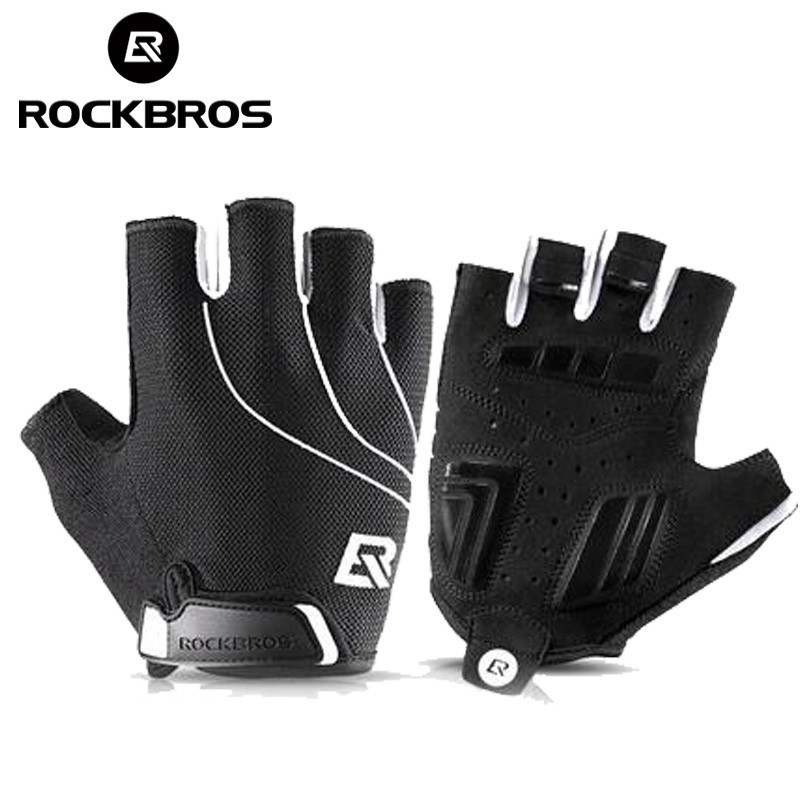 Găng tay nửa ngón đi xe đạp ROCKBROS dành cho nam và nữ ngoài trời thoáng khí chống trượt Găng tay xe đạp leo núi hấp thụ sốc