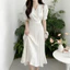 đầm hàn quốc nữ trắng nhẹ nhang lụa dự tiệc thức đầm tiệc cao cấp nàng thơ xinh sang chảnh pháp big size