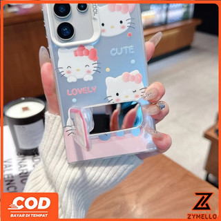 Thích hợp cho OPPO Reno 15F Reno 14F Reno 14 PRO Reno 13F Reno12 F Reno11 F Reno 10 Reno 8T Reno 8Z Reno 7Z Reno8 Phim hoạt hình dễ thương Hello Kitty Blue Cat gương đứng chống sốc TPU p