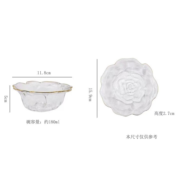 🌟Xanh Cổ Điển Phong Cách Nhật Bản Phnom Penh Hoa Mẫu Đơn Bát Thủy Tinh Sáng Tạo Tổ Chim Bát LRWB