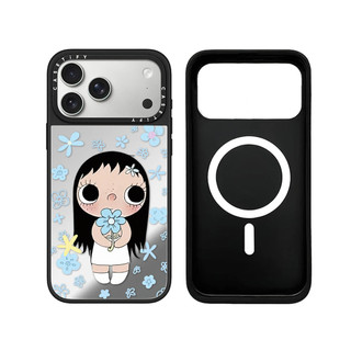 Không Dây Từ Tính Cho iPhone 17 16 15 14 13 Pro Max Plus Họa Tiết Ngộ nghĩnh Bé Gái Đen Cạnh Gương Mặt Sau Ốp điện thoại Nổi Logo