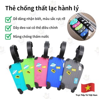 Thẻ hành lý silicon hoạt hình chống thất lạc, thẻ gắn vali túi du lịch, thẻ tên hành lý tiện lợi bền đẹp