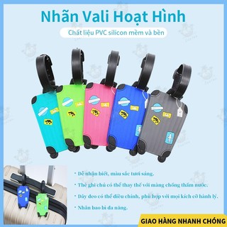 Thẻ hành lý silicon hoạt hình chống thất lạc, thẻ gắn vali túi du lịch, thẻ tên hành lý tiện lợi bền đẹp