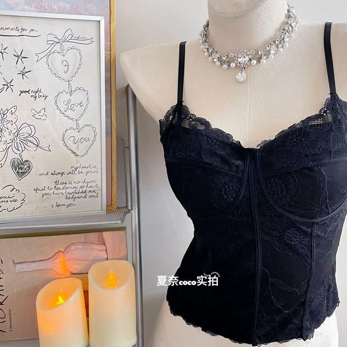 Áo ren gợi cảm thiết kế sling bên trong có miếng lót ngực, form slim tôn body