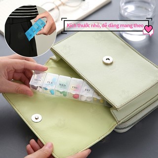 Khay Đựng Thuốc 7 Ngày Nhựa Trong Suốt, Hộp Chia Thuốc Mini Du Lịch Dễ Mang Theo