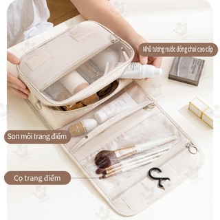 Túi đựng mỹ phẩm du lịch có móc treo chống nước, túi đựng đồ vệ sinh cá nhân đa năng nhiều ngăn tiện lợi, gọn nhẹ